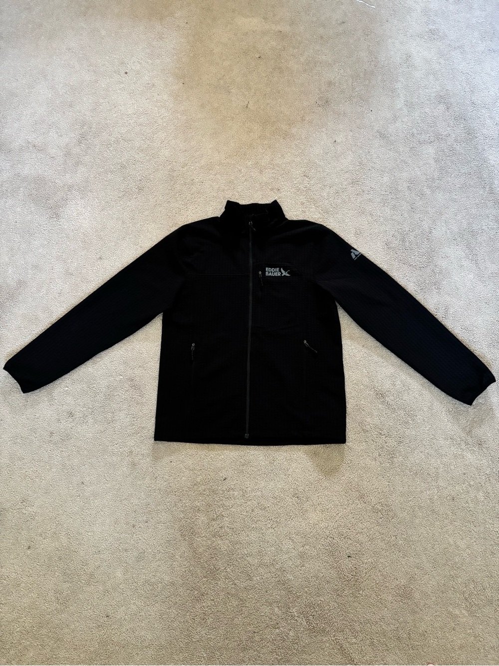 Eddie Bauer Black Performance Full-Zip Sandstone Grid Jacket